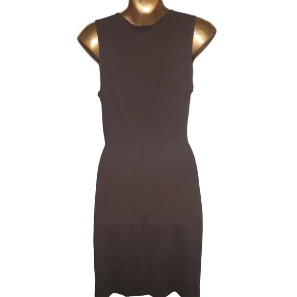 Michael Kors Sz. 8 Brown Wrap Style Bodycon Dress with Wood Circle Detail - Picture 2 of 7